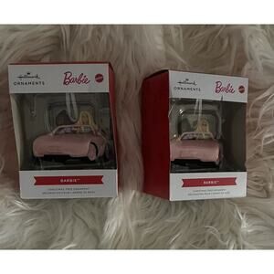 NEW IN BOX Hallmark Barbie in Car Hallmark Christmas Tree Ornaments Lot Of 2